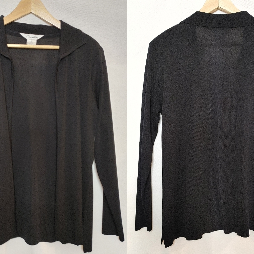 Exclusively Misook Black Long Sleeve Open Blazerā Cardigan Small S Classic Knit